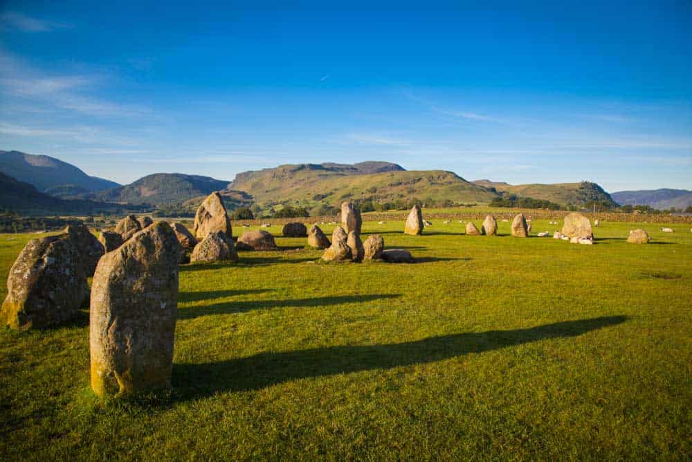 Circle of stones standing upright in a circle in a field