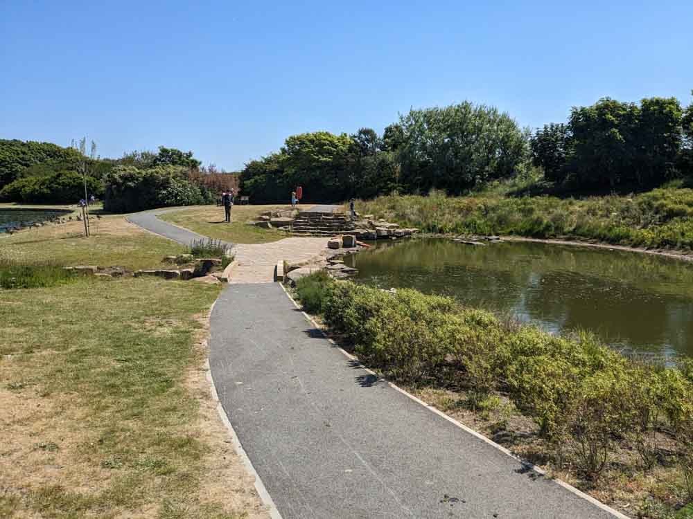 Lake and a pond with paths around them