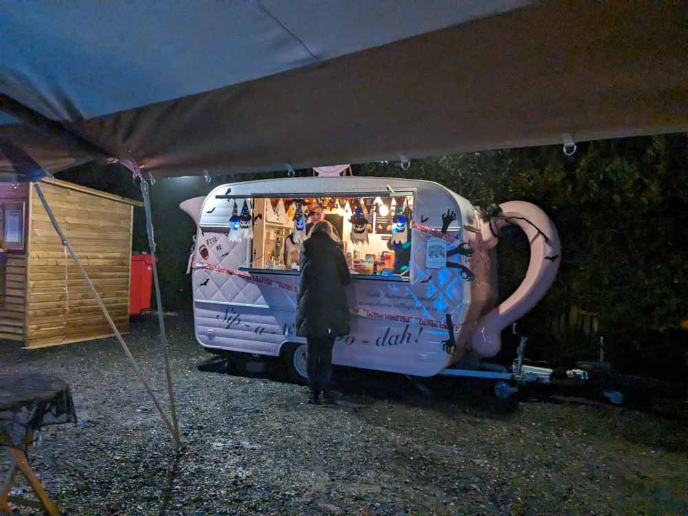 Caravan shaped like a teapot