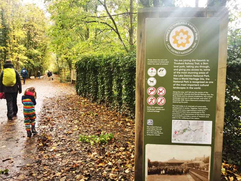 Information pannel about keswick to threlkeld trail