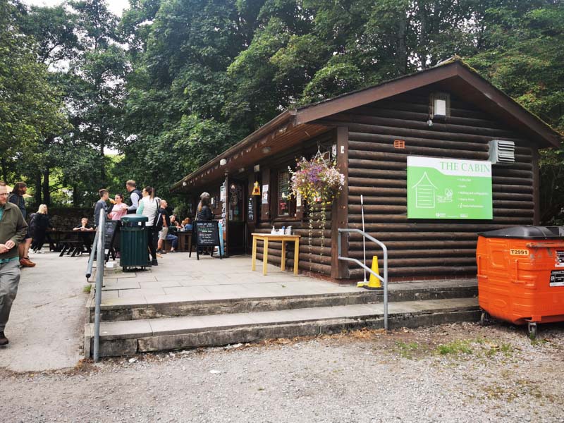 A cabin style cafe in the woods