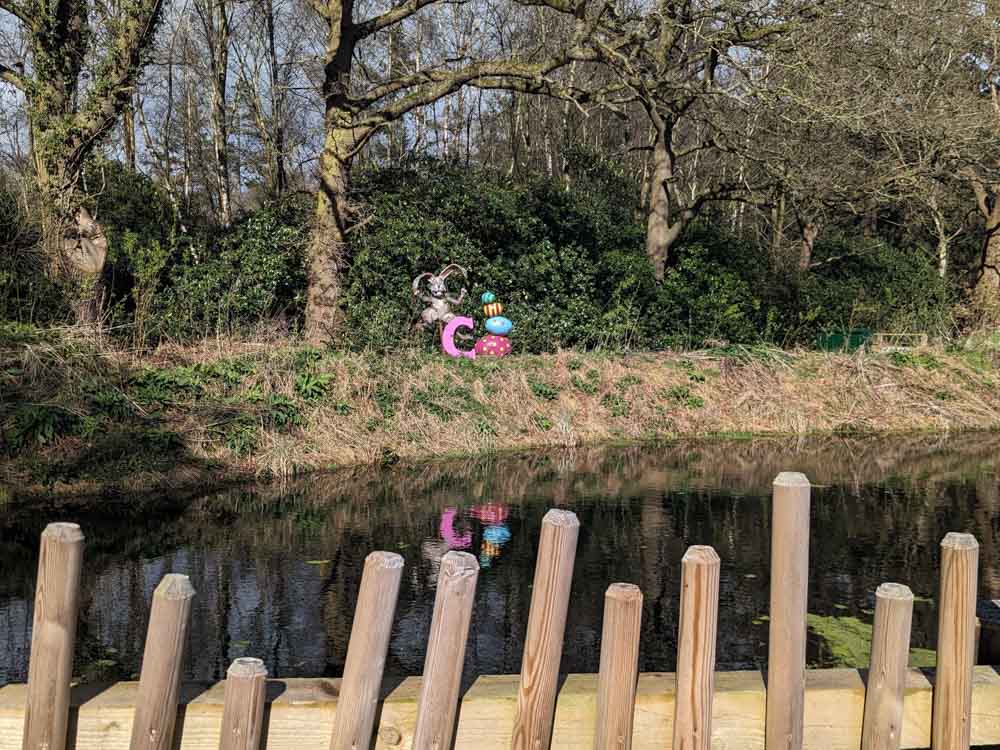 Lake with Easter decorations on it
