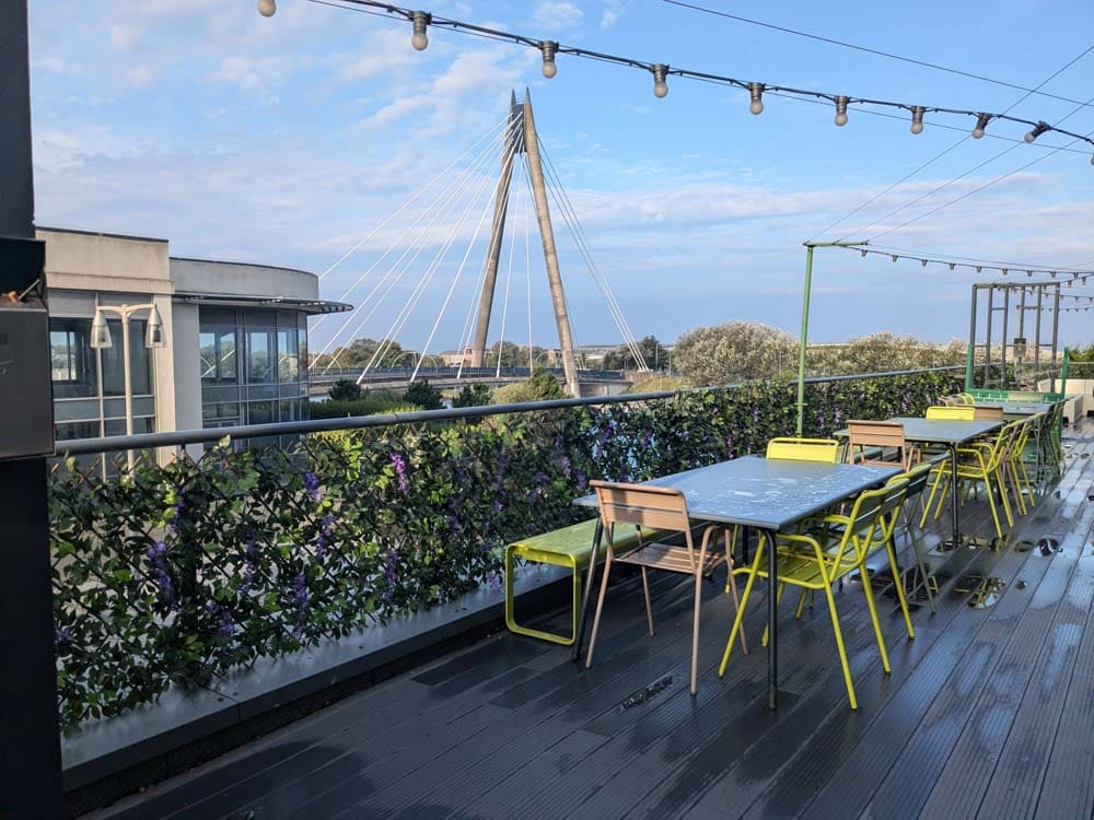 Outdoor colourful seating area