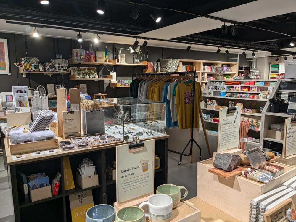 Inside a clothing shop
