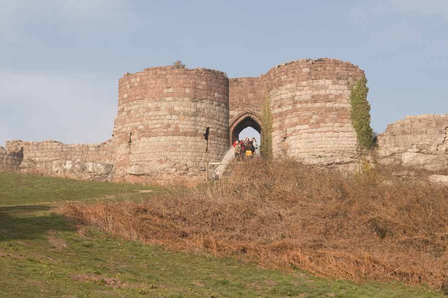 Remains of a medieval castle on a hill
