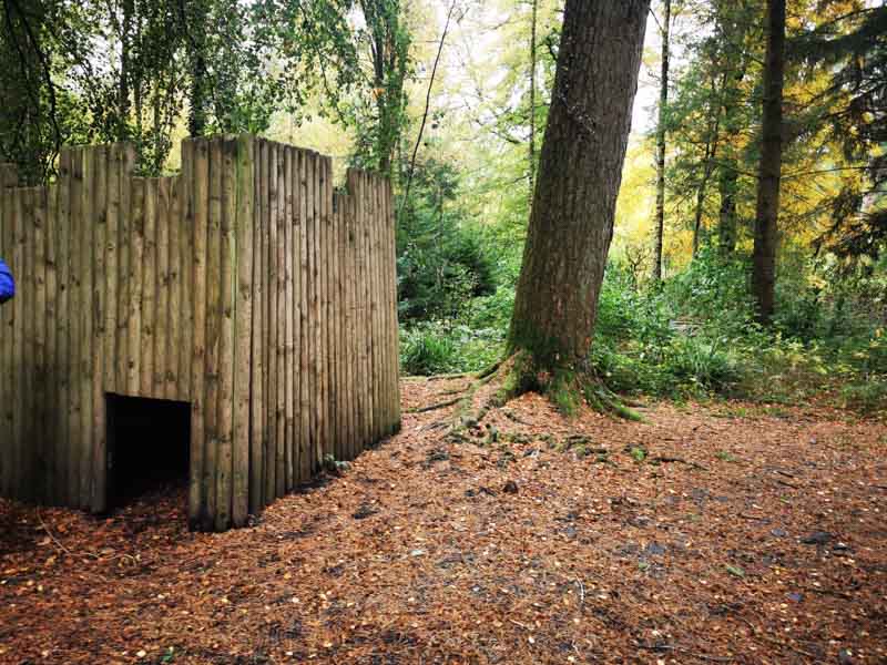Wooden play fort in the woods