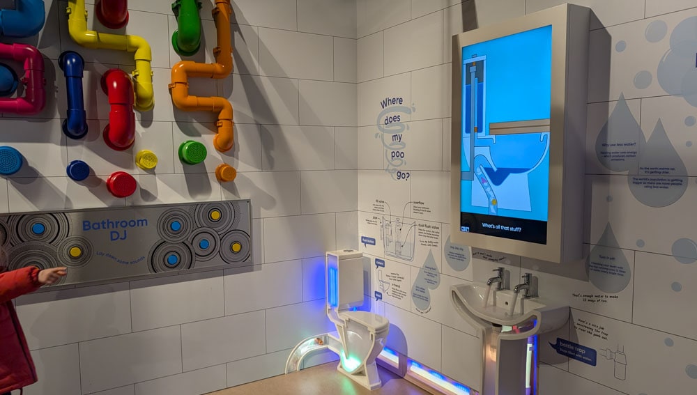 Interactive bathroom exhibition in a science museum