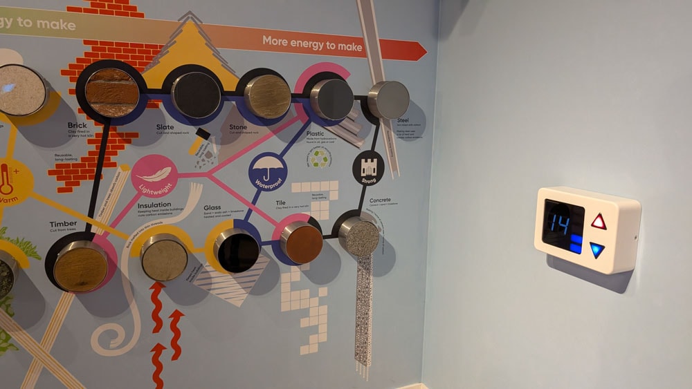 Display of colorful buttons